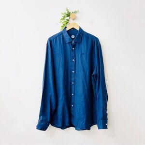 North Sails Dark Blue 100% Linen Button Down Shirt